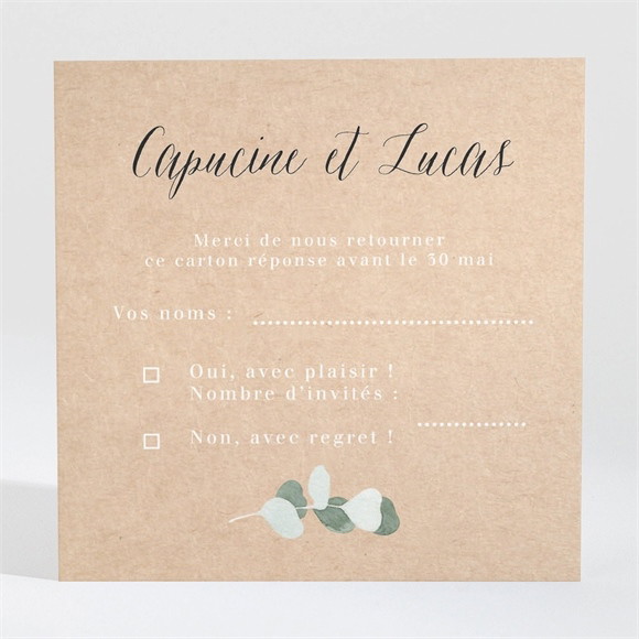 Carton réponse mariage Bel Eucalyptus réf.N3001347