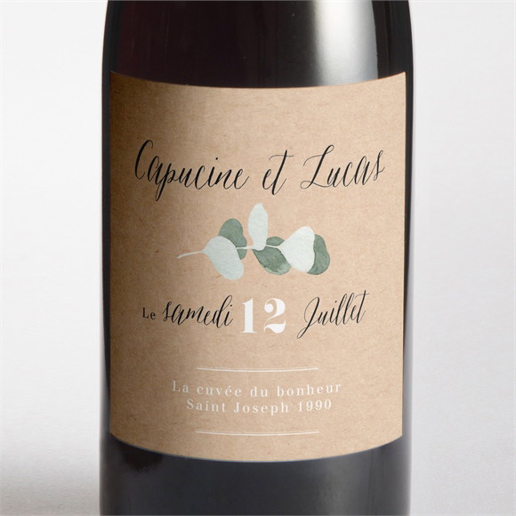 Etiquette de bouteille mariage Bel Eucalyptus réf.N3001348