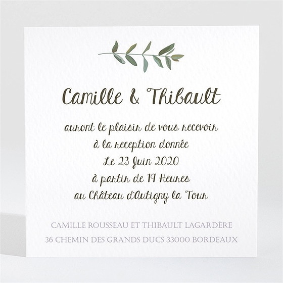 Carton d'invitation mariage couronne d'olivier