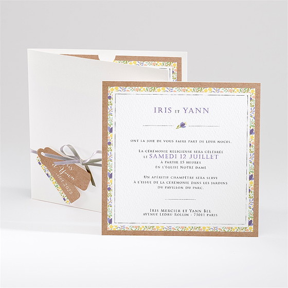 Faire-part mariage kraft et floral
