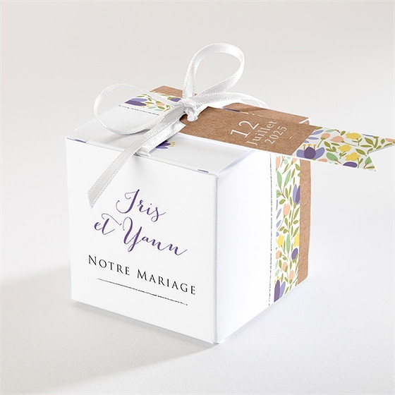 Boîte de dragées mariage kraft et floral
