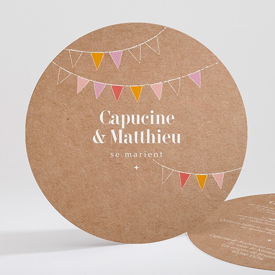 Faire-part mariage banderoles & kraft