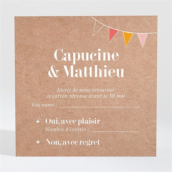 Carton réponse mariage banderoles & kraft