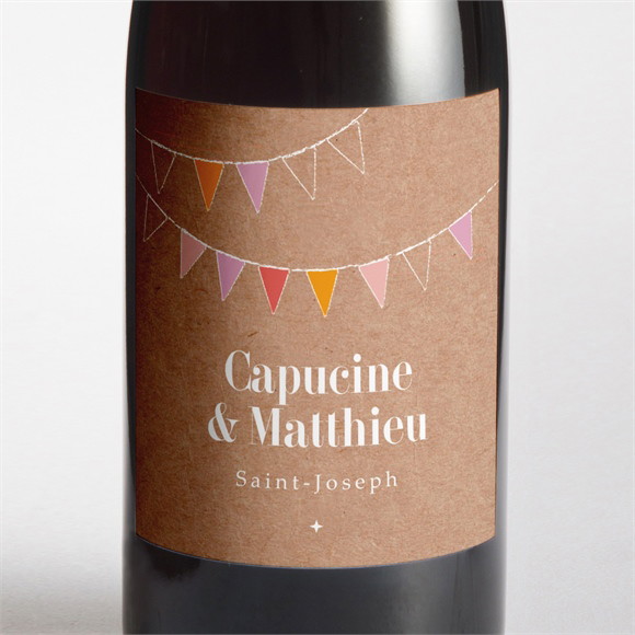 Etiquette de bouteille mariage Banderoles & Kraft réf.N3001361