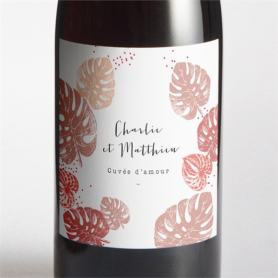 Etiquette de bouteille mariage ronde chaude