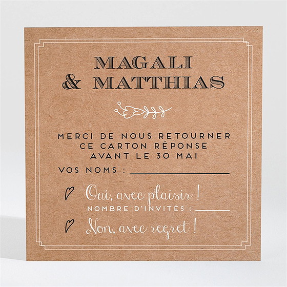 Carton réponse mariage kraft vintage