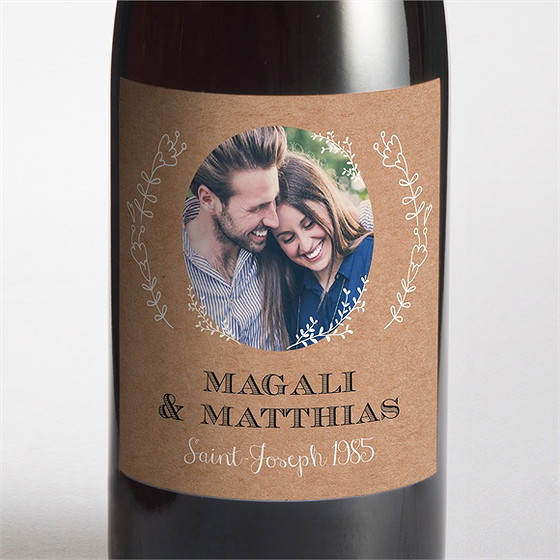 Etiquette de bouteille mariage kraft vintage