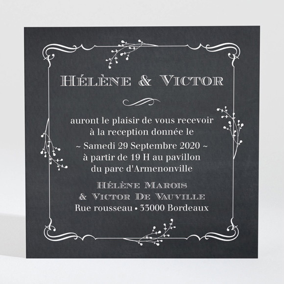Carton d'invitation mariage Jeu d'ardoise réf.N3001369