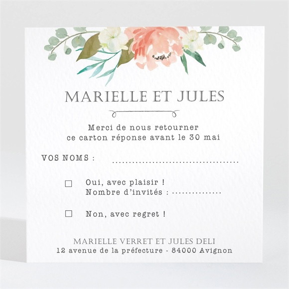 Carton réponse mariage Belle union réf.N3001373