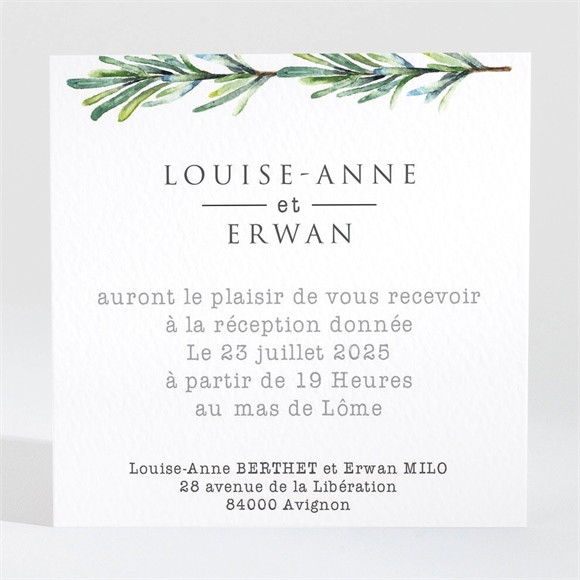 Carton d'invitation mariage Poésie et photo réf.N3001375