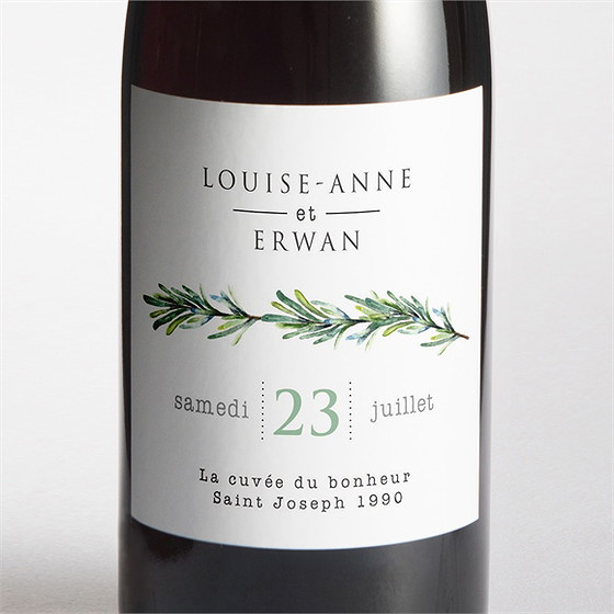 Etiquette de bouteille mariage poésie et photo