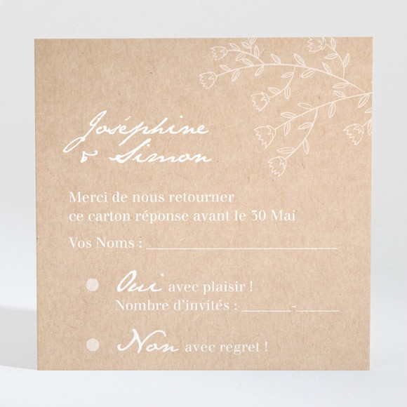 Carton réponse mariage Typo & Kraft réf.N3001380