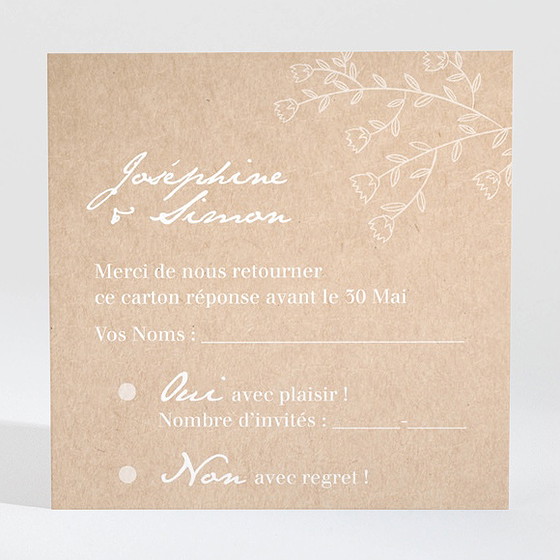 Carton réponse mariage typo & kraft