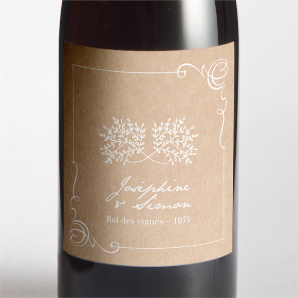 Etiquette de bouteille mariage Typo & Kraft réf.N3001381