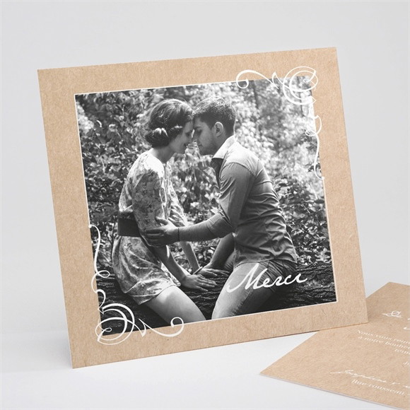 Remerciement mariage Typo & Kraft réf.N311200