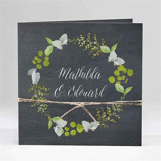 Faire-part mariage couronne en ardoise