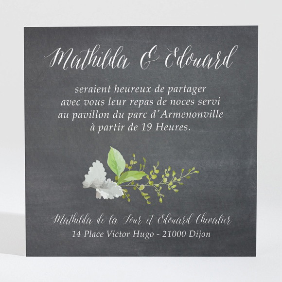 Carton d'invitation mariage Couronne en ardoise réf.N3001386