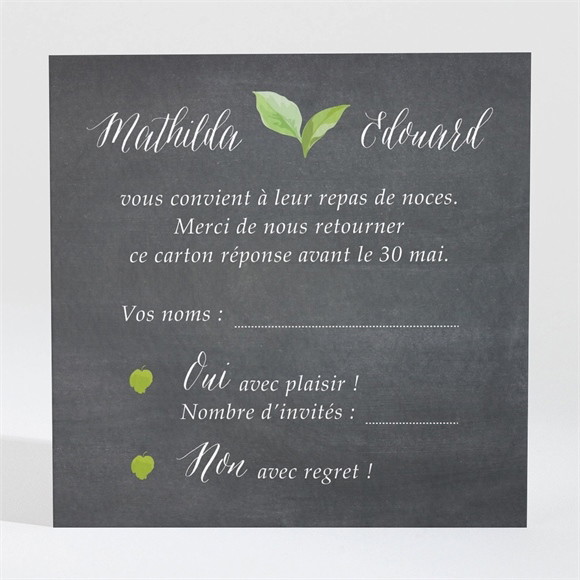 Carton réponse mariage Couronne en ardoise réf.N3001387