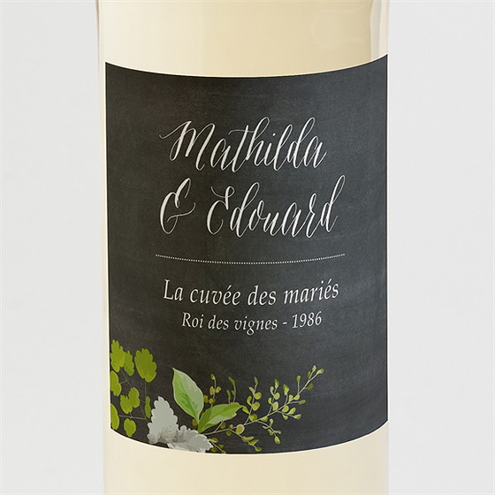 Etiquette de bouteille mariage couronne en ardoise