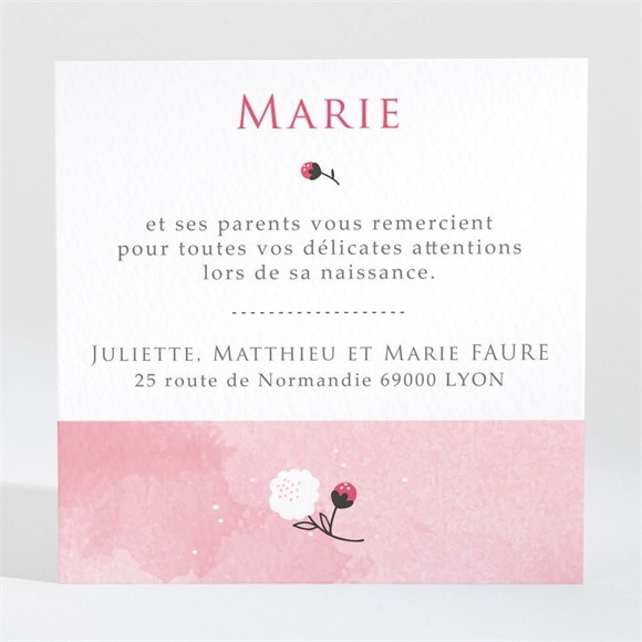 Remerciement naissance Douce aquarelle réf.N3001389