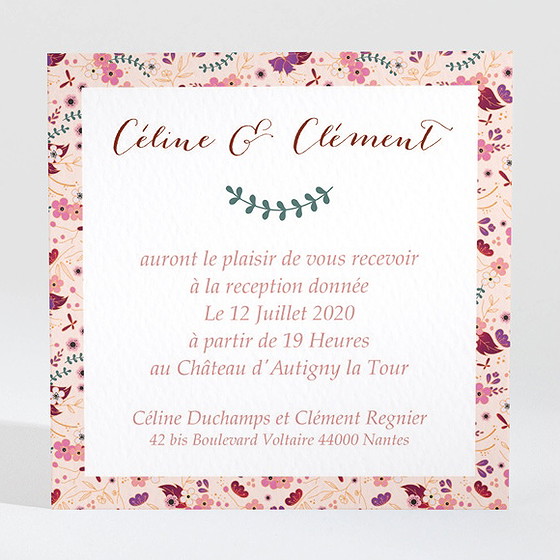 Carton d'invitation mariage esperluette liberty