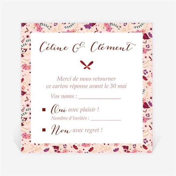 Carton réponse mariage Esperluette Liberty réf.N3001391