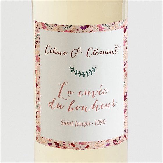 Etiquette de bouteille mariage esperluette liberty