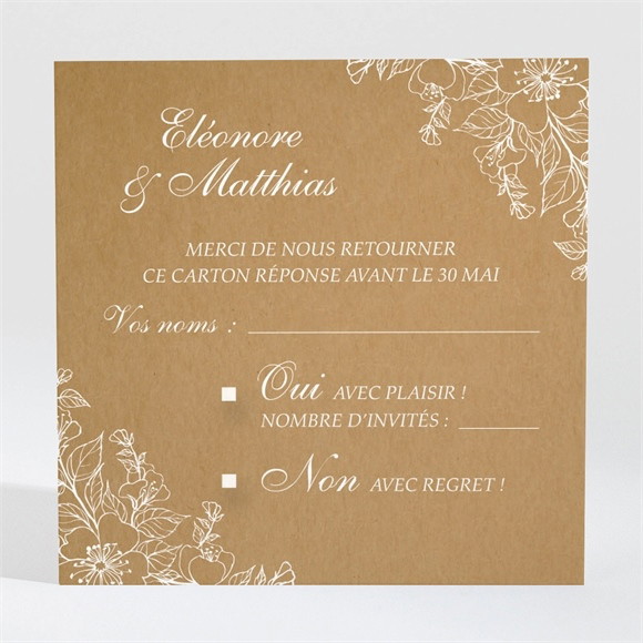 Carton réponse mariage Belle découverte réf.N3001394