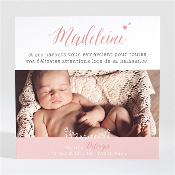 Remerciement naissance Végétal pastel photo réf.N3001396