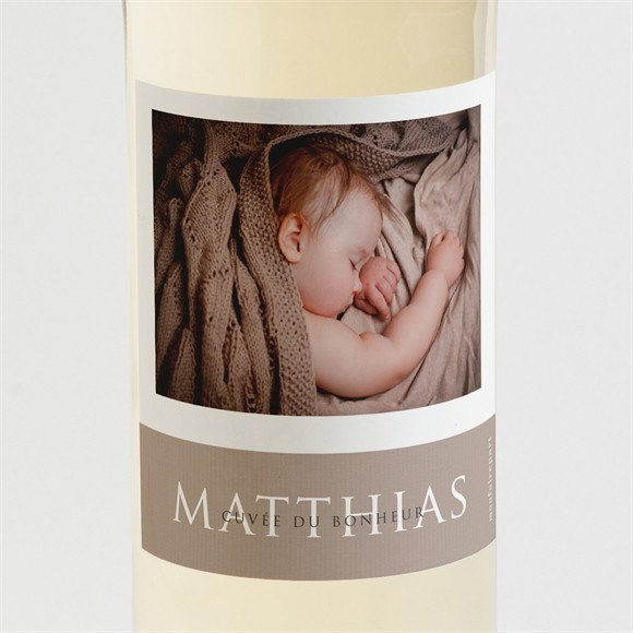 Etiquette de bouteille naissance 3 délicates photos réf.N3001399