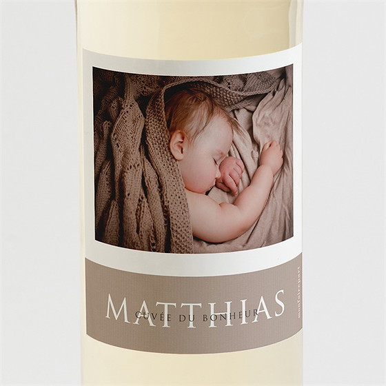 Etiquette de bouteille naissance 3 délicates photos
