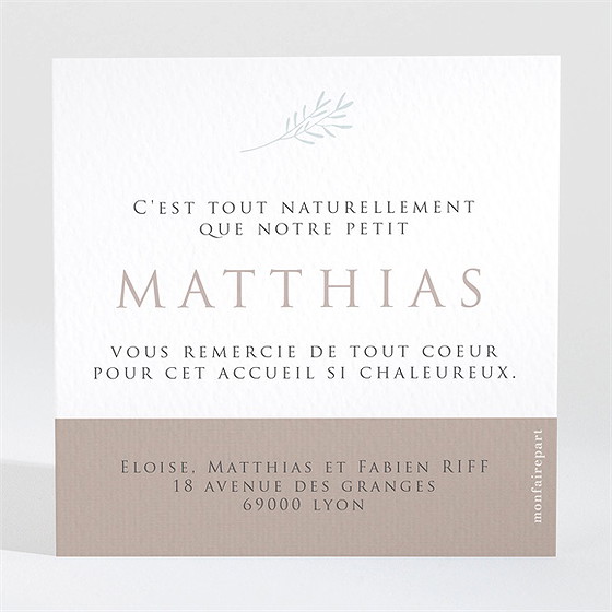 Remerciement naissance 3 délicates photos