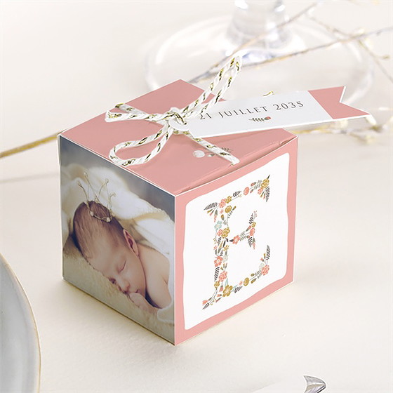 Boîte de dragées baptême initiales à motifs