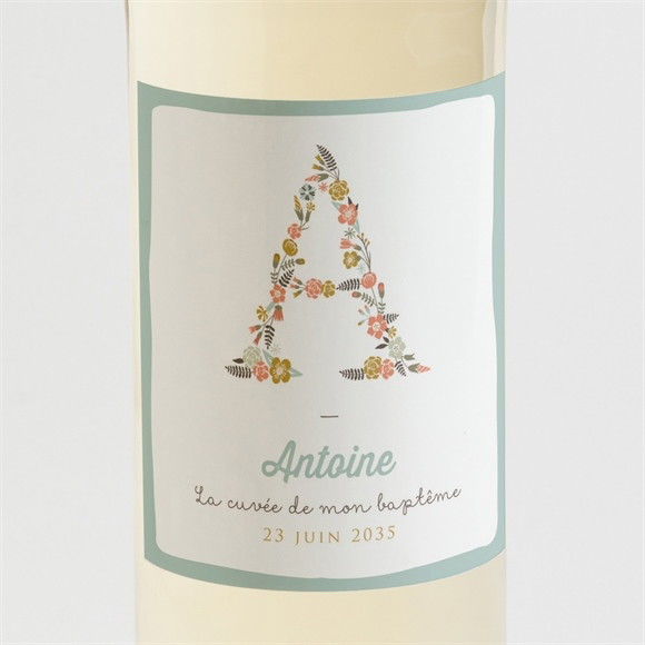 Etiquette de bouteille baptême Alphabet original réf.N3001404