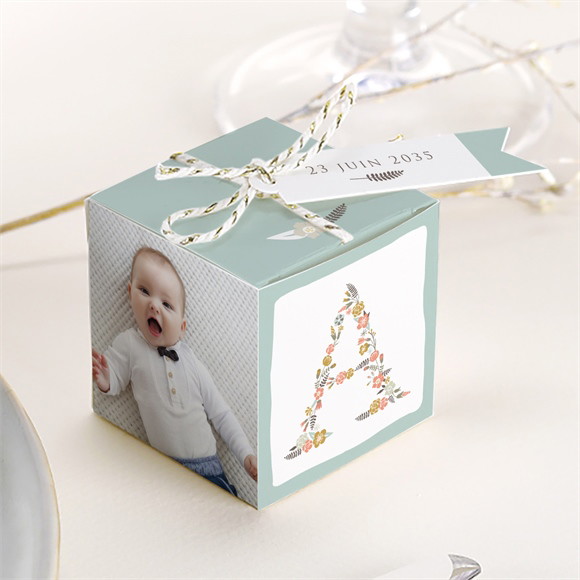 Boîte de dragées baptême Alphabet original réf.N340105