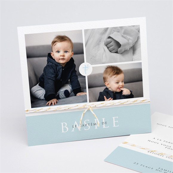 Faire-part de baptême Filigrane pastel réf.N311206