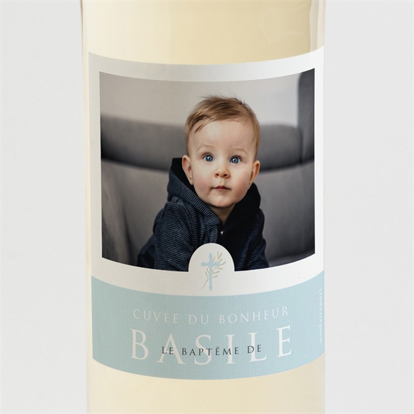 Etiquette de bouteille baptême Filigrane pastel réf.N3001406