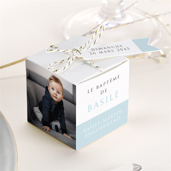 Boîte de dragées baptême Filigrane pastel réf.N340107