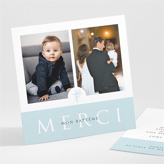 Remerciement baptême filigrane pastel