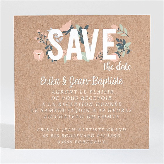 Carton d'invitation mariage délicat dénouement