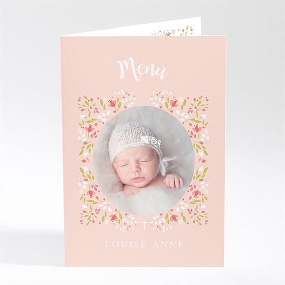 Menu baptême douceur végétale rose