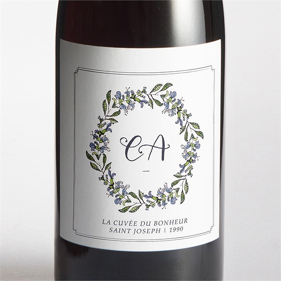 Etiquette de bouteille mariage végétal retro