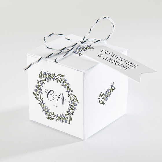 Boîte de dragées mariage végétal retro