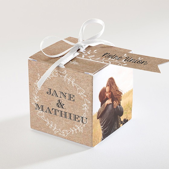 Boîte de dragées mariage kraft en folie