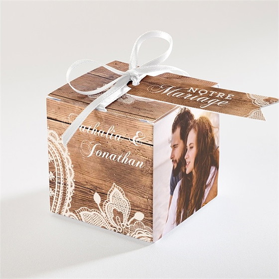 Boîte de dragées mariage boisé