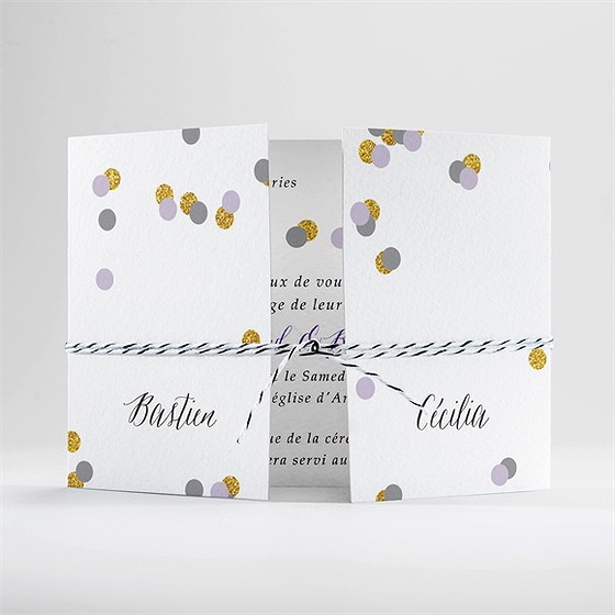 Faire-part mariage doux confettis