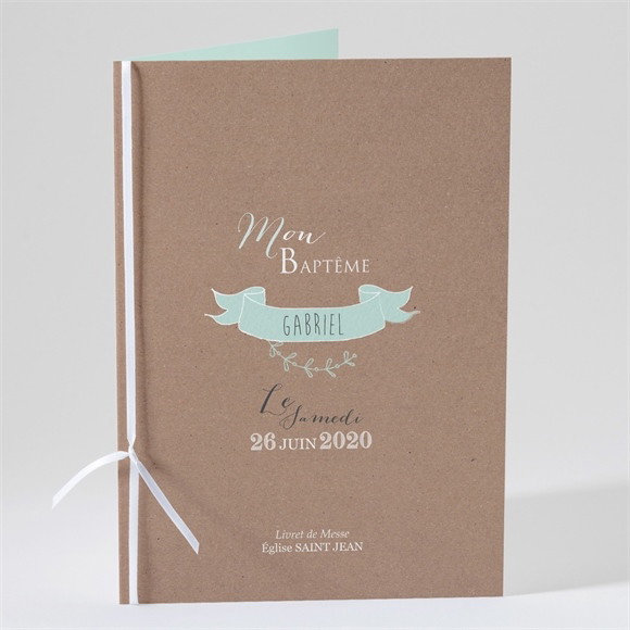 Livret de messe baptême Pictos rond et kraft réf.N49119