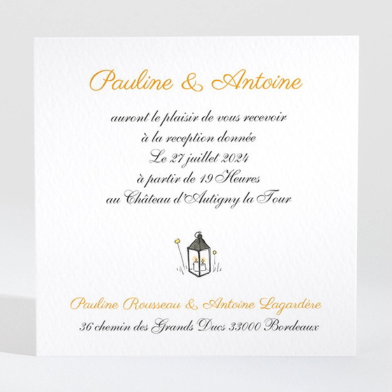 Carton d'invitation mariage connivence