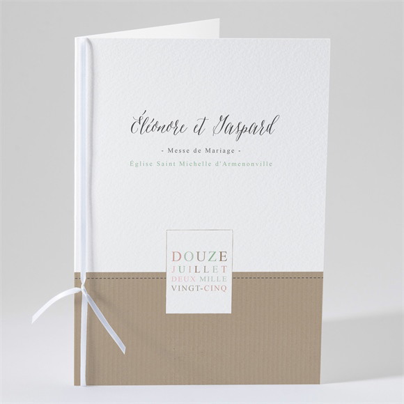 Livret de messe mariage Kraft et ficelle réf.N49140