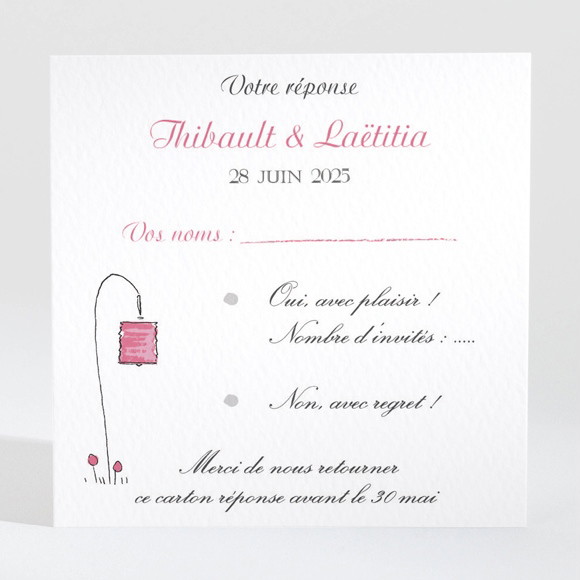 Carton réponse mariage Nos 2 petits mariés réf.N3001424